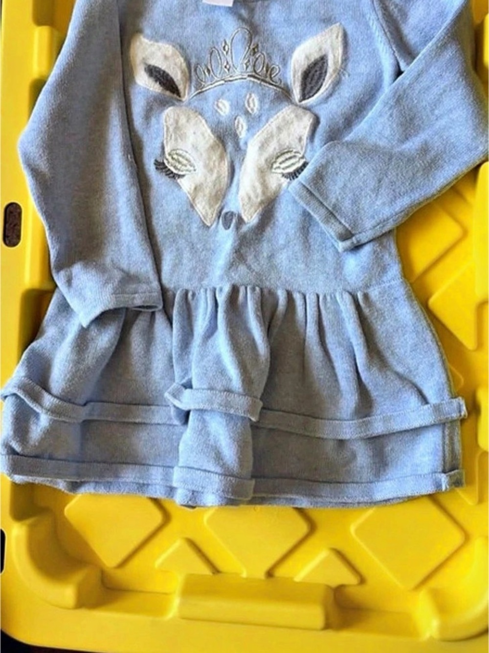 Gymboree Light Blue Deer Tiara Knit Sweater Dress